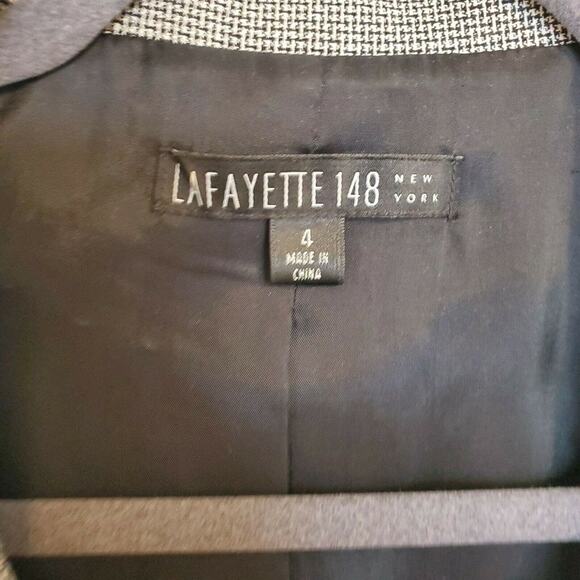 Lafayette 148 Light Wool Blazer 4 Black White Houndstooth Career Office Jacket - Picture 7 of 7